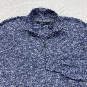 Viyella Sweater Mens XL Blue Silk Blend 1/4 Zip Long Sleeve Soft Fabric